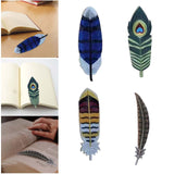 Maxbell Handmade Embroidered Bookmark Artistic Feather Bookmarks for School Supplies Blue