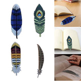 Maxbell Handmade Embroidered Bookmark Artistic Feather Bookmarks for School Supplies Blue