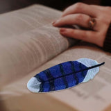 Maxbell Handmade Embroidered Bookmark Artistic Feather Bookmarks for School Supplies Blue