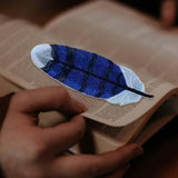 Maxbell Handmade Embroidered Bookmark Artistic Feather Bookmarks for School Supplies Blue