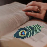 Maxbell Handmade Embroidered Bookmark Artistic Feather Bookmarks for School Supplies Green