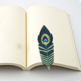 Maxbell Handmade Embroidered Bookmark Artistic Feather Bookmarks for School Supplies Green