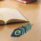 Maxbell Handmade Embroidered Bookmark Artistic Feather Bookmarks for School Supplies Green