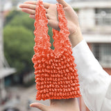 Maxbell Flexible Stretch Bag Shopping Bag Tote Washable Grocery Storage Bag Portable Orange