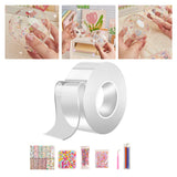 Maxbell Nano Tape with Straws and Beads Non Marking Reusable for Classroom DIY Craft