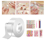 Maxbell Nano Tape with Straws and Beads Non Marking Reusable for Classroom DIY Craft