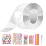 Maxbell Clear Nano Tape with Stickers Double Sided Removable for Classroom DIY Craft Beads Set