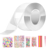 Maxbell Clear Nano Tape with Stickers Double Sided Removable for Classroom DIY Craft Beads Set