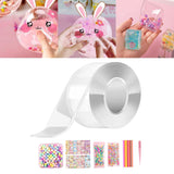 Maxbell Clear Nano Tape with Stickers Double Sided Removable for Classroom DIY Craft Beads Set