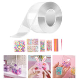 Maxbell Clear Nano Tape with Stickers Double Sided Removable for Classroom DIY Craft Beads Set