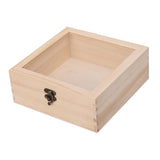 Maxbell Wooden Box Jewelry Display Case Storage Box with Glass Lid  20cmx20cmx8cm