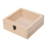 Maxbell Wooden Box Jewelry Display Case Storage Box with Glass Lid  20cmx20cmx8cm