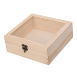 Maxbell Wooden Box Jewelry Display Case Storage Box with Glass Lid  20cmx20cmx8cm