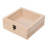 Maxbell Wooden Box Jewelry Display Case Storage Box with Glass Lid  20cmx20cmx8cm