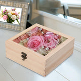 Maxbell Wooden Box Jewelry Display Case Storage Box with Glass Lid  20cmx20cmx8cm