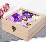 Maxbell Wooden Box Jewelry Display Case Storage Box with Glass Lid  20cmx20cmx8cm