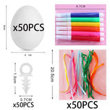 Maxbell DIY Unpainted Easter Eggs Kit 50Pcs for Kids Decorative Accessories Portable