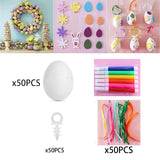 Maxbell DIY Unpainted Easter Eggs Kit 50Pcs for Kids Decorative Accessories Portable