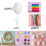 Maxbell DIY Unpainted Easter Eggs Kit 50Pcs for Kids Decorative Accessories Portable