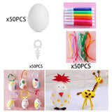Maxbell DIY Unpainted Easter Eggs Kit 50Pcs for Kids Decorative Accessories Portable