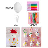 Maxbell DIY Unpainted Easter Eggs Kit 50Pcs for Kids Decorative Accessories Portable