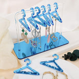 Maxbell Cute Earring Display Stand Mini Coat Hanger Rack Decor for Desktop Showcase Blue