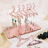 Maxbell Cute Earring Display Stand Mini Coat Hanger Rack Decor for Desktop Showcase Pink