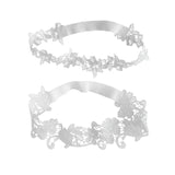 Maxbell 2x Bridal Wedding Garters Flower Lace Garter Belt Women Thigh Rings White