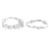 Maxbell 2x Bridal Wedding Garters Flower Lace Garter Belt Women Thigh Rings White