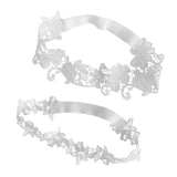 Maxbell 2x Bridal Wedding Garters Flower Lace Garter Belt Women Thigh Rings White