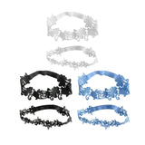Maxbell 2x Bridal Wedding Garters Flower Lace Garter Belt Women Thigh Rings White