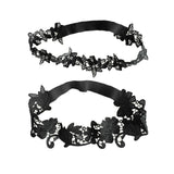 Maxbell 2x Bridal Wedding Garters Flower Lace Garter Belt Women Thigh Rings Black