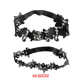 Maxbell 2x Bridal Wedding Garters Flower Lace Garter Belt Women Thigh Rings Black