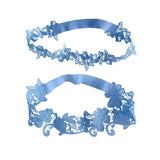 Maxbell 2x Bridal Wedding Garters Flower Lace Garter Belt Women Thigh Rings Blue