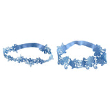 Maxbell 2x Bridal Wedding Garters Flower Lace Garter Belt Women Thigh Rings Blue