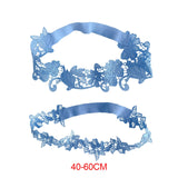 Maxbell 2x Bridal Wedding Garters Flower Lace Garter Belt Women Thigh Rings Blue
