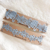 Maxbell 2x Bridal Wedding Garters Flower Lace Garter Belt Women Thigh Rings Blue