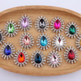 Maxbell 10Pcs Rhinestone Buttons Hair Embellishments Flat Back Ornaments Floral