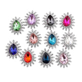 Maxbell 10Pcs Rhinestone Buttons Hair Embellishments Flat Back Ornaments Floral