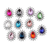 Maxbell 10Pcs Rhinestone Buttons Hair Embellishments Flat Back Ornaments Floral