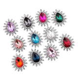 Maxbell 10Pcs Rhinestone Buttons Hair Embellishments Flat Back Ornaments Floral