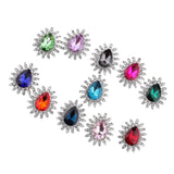 Maxbell 10Pcs Rhinestone Buttons Hair Embellishments Flat Back Ornaments Floral