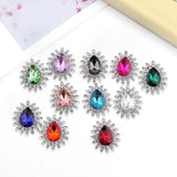 Maxbell 10Pcs Rhinestone Buttons Hair Embellishments Flat Back Ornaments Floral