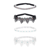 Maxbell 2x Wedding Garters Stretch with Rhinestones Leg Rings for Girls Women Bride Black
