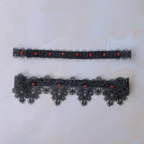 Maxbell 2x Wedding Garters Stretch with Rhinestones Leg Rings for Girls Women Bride Black