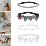 Maxbell 2x Wedding Garters Stretch with Rhinestones Leg Rings for Girls Women Bride Black