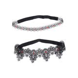 Maxbell 2x Wedding Garters Stretch with Rhinestones Leg Rings for Girls Women Bride Black
