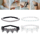 Maxbell 2x Wedding Garters Stretch with Rhinestones Leg Rings for Girls Women Bride Black