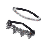 Maxbell 2x Wedding Garters Stretch with Rhinestones Leg Rings for Girls Women Bride Black