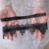 Maxbell 2x Wedding Garters Stretch with Rhinestones Leg Rings for Girls Women Bride Black